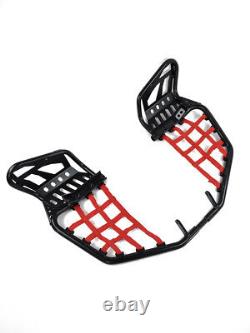 Nerfbar for Yamaha Raptor YFM 700 R with Red Heel Guards and Nets.