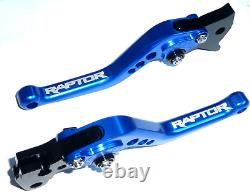 Yamaha YFM 700 Raptor 2000-2006 Short Blue Brake and Clutch Levers Set Engraved