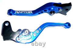 Yamaha YFM 700 Raptor 2000-2006 Short Blue Brake and Clutch Levers Set Engraved