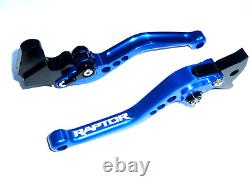 Yamaha YFM 700 Raptor 2000-2006 Short Blue Brake and Clutch Levers Set Engraved