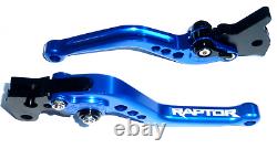 Yamaha YFM 700 Raptor 2000-2006 Short Blue Brake and Clutch Levers Set Engraved