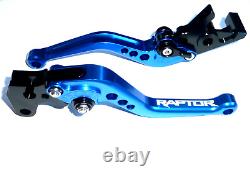 Yamaha YFM 700 Raptor 2007-2017 Blue Short Brake and Clutch Lever Set Engraved