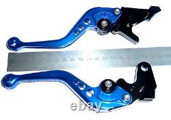 Yamaha YFM 700 Raptor 2007-2017 Blue Short Brake and Clutch Lever Set Engraved