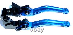 Yamaha YFM 700 Raptor 2007-2017 Blue Short Brake and Clutch Lever Set Engraved