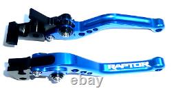 Yamaha YFM 700 Raptor 2007-2017 Blue Short Brake and Clutch Lever Set Engraved