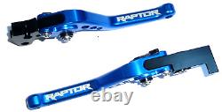 Yamaha YFM 700 Raptor 2007-2017 Blue Short Brake and Clutch Lever Set Engraved